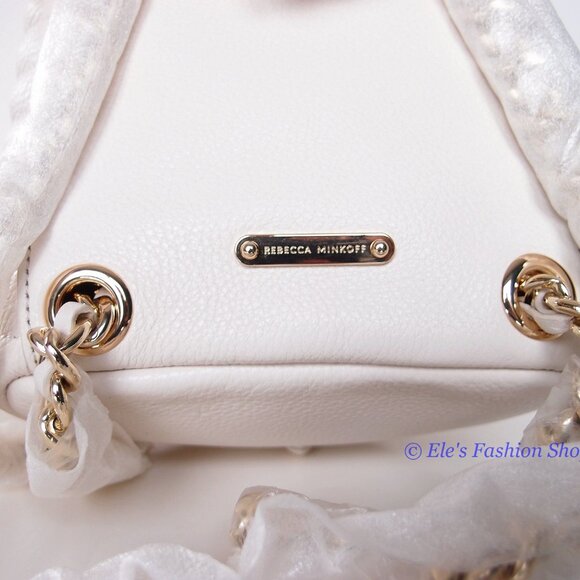 Rebecca Minkoff White Quilted Backpack with Gold Chain Rebecca Minkoff Edie Mini Quilted Leather Chain Crossbody  main image 3